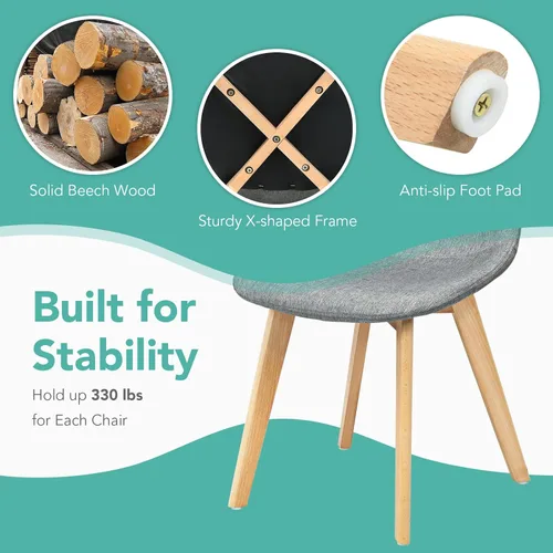 Vista 5 de giantex - juego de 4 Sillas de comedor con patas de madera, diseño moderno