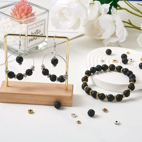 Vista 2 de Fashewelry Mala Yoga - Kit de fabricación de pulseras para hombre, 300 cuentas de aleación tibetana de piedra de lava natural, cuentas de piedra