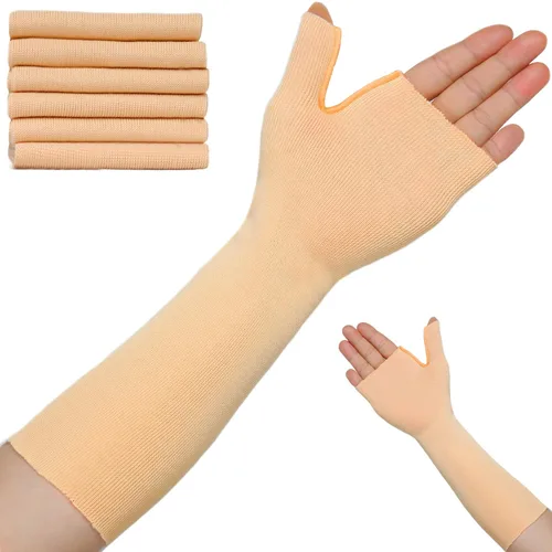 Vista 6 de KONSEDIK Calcetines de mano para férula (paquete de 6), tubo delgado para brazo, muñequera con forro de espica para el pulgar para hombres