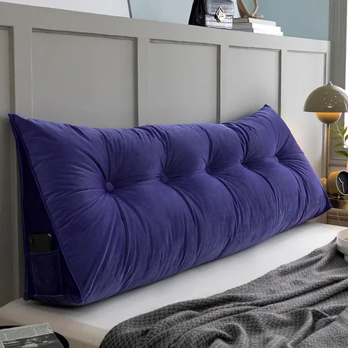 Vista 10 de Almohada de pared triangular con botones copetudos, cojín de apoyo de lectura, almohada de cama de lectura suave, color sólido, soporte para cuello