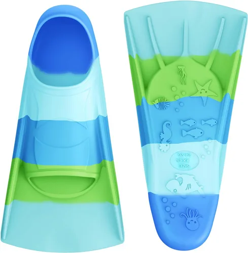 Vista 10 de Gintenco Aletas de Natación, Aletas de Natación para Niños para Natación de Vueltas, Aletas de Tamaño de Viaje con Bolsa de Malla, Aletas