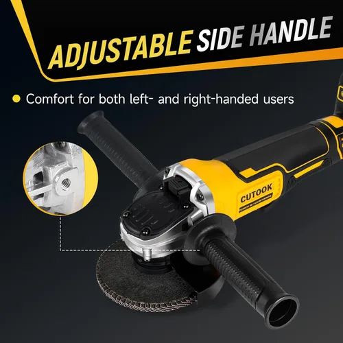 Vista 8 de Amoladora angular inalámbrica de 4-1/2 pulgadas compatible con batería DeWalt de 20 V, motor sin escobillas de 10000 RPM con 4 velocidades