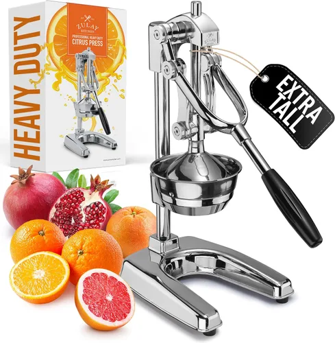Vista 22 de Zulay Kitchen Exprimidor de hierro fundido, exprimidor de naranja resistente con coladores desmontables para una fácil limpieza, prensa de cítricos