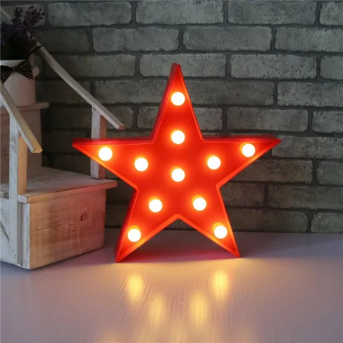 Vista 2 de Luz de Marquesina con Forma de Estrella Letrero de Plástico LED - Letrero de Estrella de Marquesina Iluminado Decoración de Pared Funciona