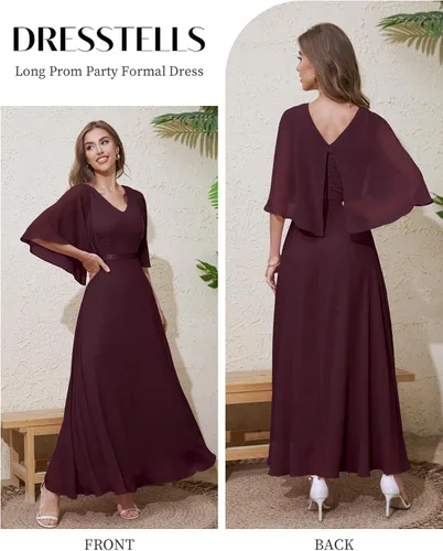 Vista 3 de DRESSTELLS Vestido formal para mujer, vestido de madre de la novia, invitada de boda, dama de honor, vestido largo de fiesta de graduación, vestidos