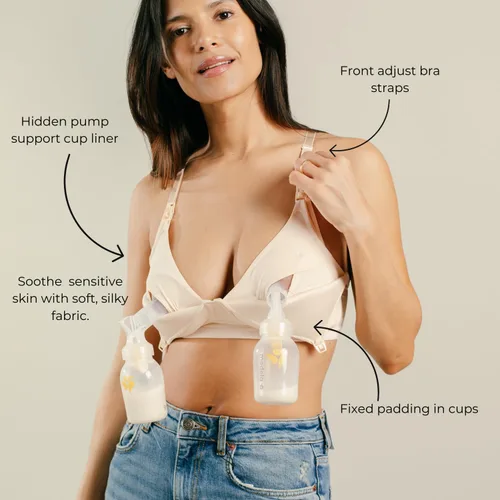 Vista 5 de Simple Wishes - Brasier de lactancia y manos libres en uno, cómodo, acolchado, talla 32 a talla más grande 40DD.