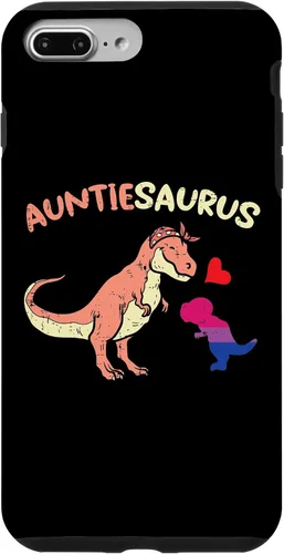 Vista 9 de iPhone 14 Auntiesaurus Gay Aunt Dinosaur Dino LGBTQ Bisexual Flag Bi Case