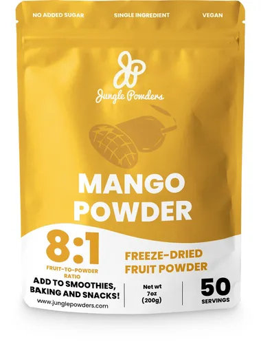 Vista 9 de Jungle Powders Polvo de mango liofilizado, bolsa de 5 onzas, extracto de mango deshidratado para hornear, sin azúcar añadido, polvo de mango seco