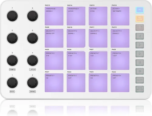 Vista 17 de M-VAVE Controlador de teclado USB MIDI de 25 teclas con 16 almohadillas de batería retroiluminadas, Bluetooth, teclado dinámico semi-pesado