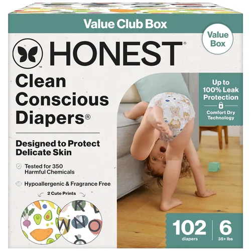Vista 11 de The Honest Company Pañales, paquete económico, protección contra fugas 2-Color múltiple