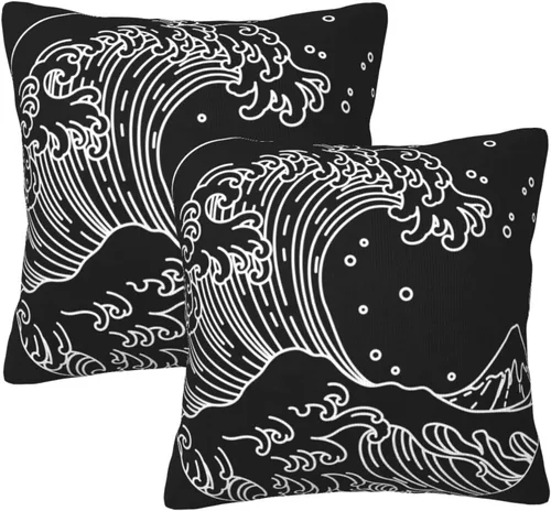 Vista 9 de Juego de 2 fundas de almohada bohemias de 18 x 18 pulgadas, fundas de almohada bohemias onduladas suaves con ondas de arco iris, fundas de cojín