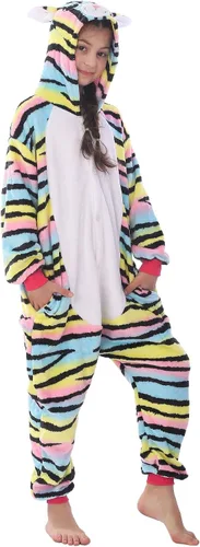 Vista 5 de Disfraz de franela para niños, disfraz de Halloween, Pascua, animales, cosplay para niñas y niños, una pieza