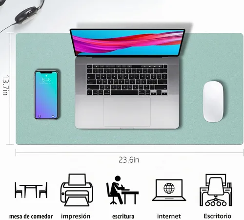 Vista 3 de Tapete de escritorio grande protector – Alfombrilla multifuncional de doble cara para escritorio de oficina, alfombrilla de ratón suave de Azul lago