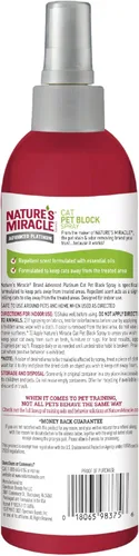 Vista 2 de Nature's Miracle Advanced Platinum Spray Repelente Pet Block para Gatos, 8 Onzas, Ayuda de Entrenamiento para Interiores para Gatos