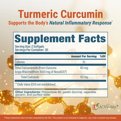 Vista 7 de A1 Vitality - Suplementos NovaSOL de curcumina de cúrcuma, 1000 mg más potentes que la bioperina, inflamación, alivio del dolor articular, 185 veces