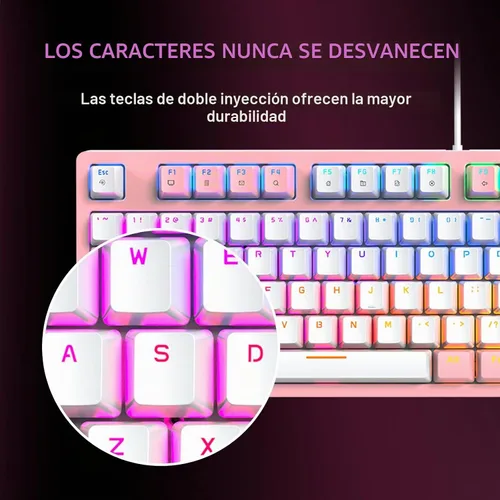 Vista 6 de FOXXRAY HKM-95 Teclado mecánico con cable para juegos, retroiluminado RGB de tamaño completo con perilla de control de medios, interruptores azules
