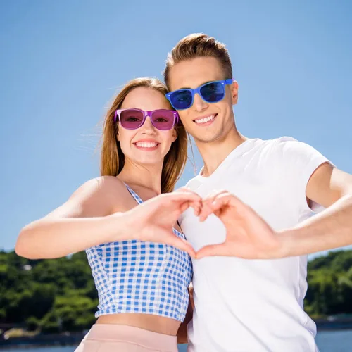 Vista 82 de Suministros para regalos de fiesta de colores neón Paquete de 8 gafas de sol unisex