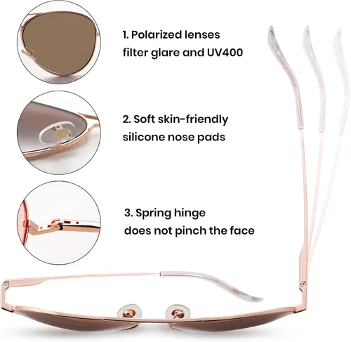 Vista 7 de Veda Tinda Vision Gafas de sol de aviador para mujeres y hombres, estilo vintage de los años 70, clásicas, a la moda, retro, para hombre, protección