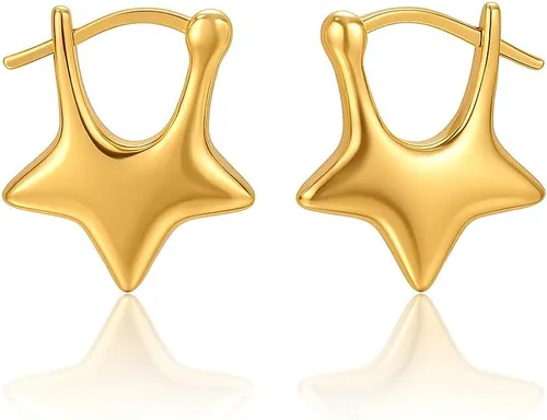 Vista 86 de Gempires - Aretes ligeros y gruesos, delicados y minimalistas, hipoalergénicos, chapados en oro, sin deslustre, diseño clásico, para uso diario