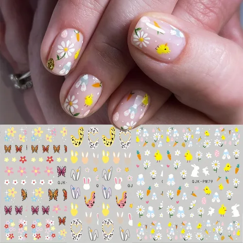 Vista 11 de 8 hojas de calcomanías de uñas de Halloween con diseños de fantasmas lindos, calabaza, araña, telaraña, sangre, llama 3D, autoadhesivas, Otoño