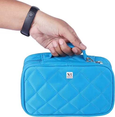 Vista 7 de NFI essentials Double Layer Cosmetic Storage Bag Make Up Organizer Makeup Case with Brush Compartment Travel Toiletry Makeup Kit case Pouch for