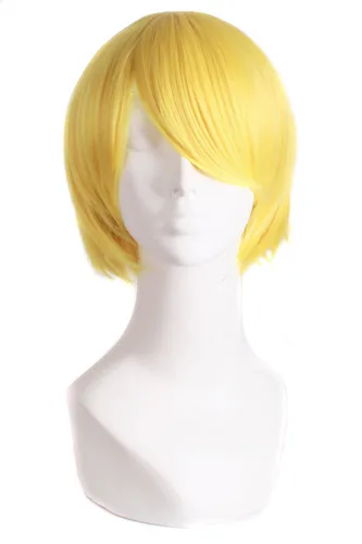 Vista 21 de MapofBeauty 12 pulgadas/30 cm Hombres corto recto Cosplay traje peluca, negro