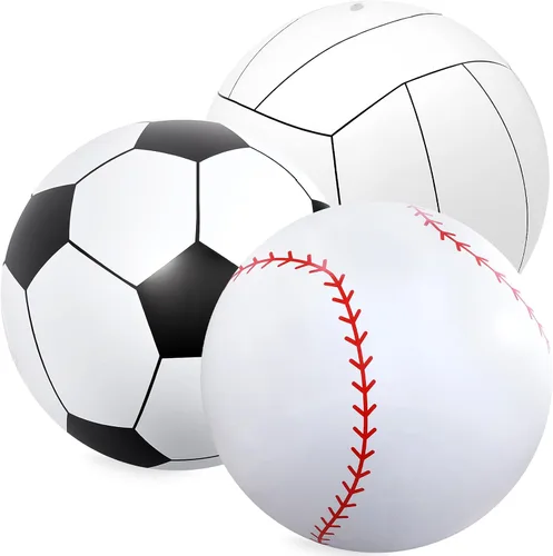Vista 12 de Lewtemi 2 unidades de béisbol y fútbol inflables gigantes de 27 pulgadas, bolas de playa inflables grandes, globos de gran tamaño para fiesta