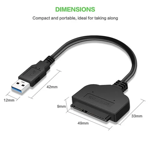 Vista 3 de Cable adaptador SATA a USB 3.0 para disco duro SATA III de 2.5", convertidor para SSD/HDD de 2.5" (no compatible con disco duro de 3.5")