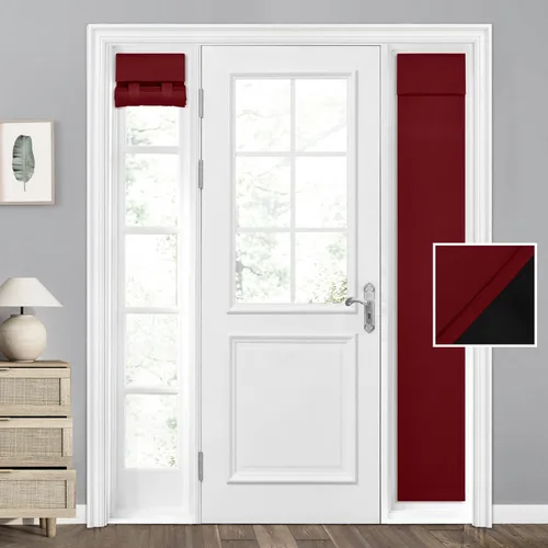 Vista 34 de HOMEIDEAS Cortinas 100% Opacas para Luces Laterales de Puerta Principal, Cubierta de Ventana de Puerta de Aula, Persianas de Privacidad