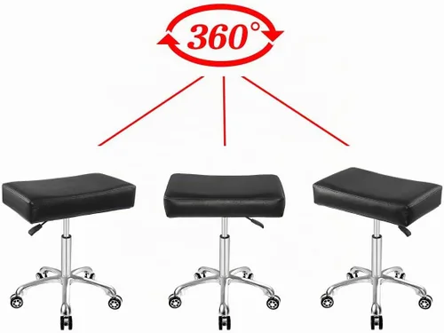 Vista 5 de Antlu Taburete giratorio ajustable para masaje oficina tatuaje cocina, trabajo pesado taburete hidráulico con ruedas (negro)