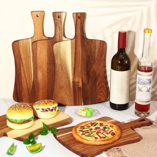 Vista 5 de Layhit - Juego de 6 tablas de cortar de madera de acacia gruesa para cocinar y grabar tú mismo