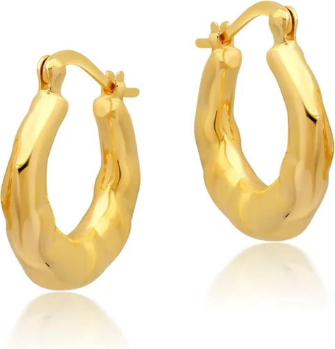 Vista 2 de Aretes de aro ligeros con relleno de oro amarillo de 14 quilates en varios estilos