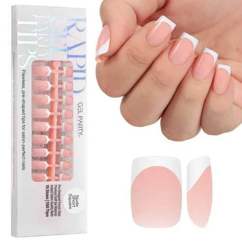 Vista 21 de GELPARTY - Puntas de uñas francesas X-Nude Short Almond, 150 unidades, 15 Desnudo