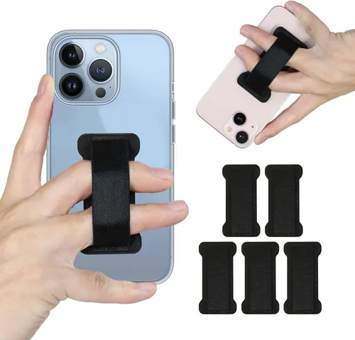 Vista 21 de Soporte de agarre para teléfono de mano, soporte universal para teléfono con correa para dedo, agarre para selfie compatible con la mayoría de 3