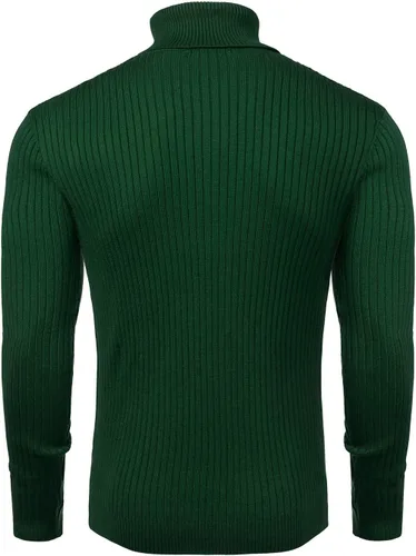Vista 3 de Suéter de cuello alto para hombre, ajuste delgado, suave, de punto básico, suéter