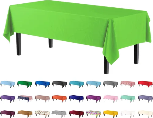 Vista 25 de Party Solids Paquete de 4 manteles de plástico color azul aguamarina, 54 x 108 pulgadas, mantel desechable para fiestas y pícnics