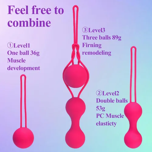 Vista 5 de Kegel - Sistema de ejercicio Kegel, masajeador de peso de bola de 3 piezas para mujeres, principiantes y avanzados, músculos del suelo pélvico