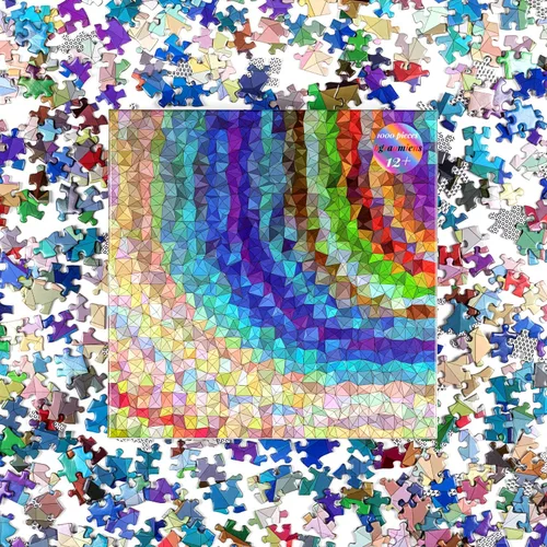 Vista 5 de Bgraamiens Rompecabezas de 1000 piezas de triángulo de arco iris, rompecabezas cuadrado de desafío de color para adultos