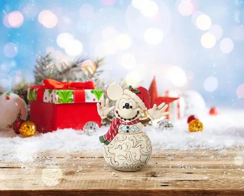 Vista 2 de Enesco Disney Traditions by Jim Shore Figura de Mickey Mouse Snowman Snowy Smiles - 6.75 pulgadas, multicolor