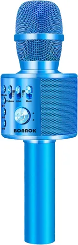 Vista 13 de BONAOK - Micrófono inalámbrico Bluetooth de karaoke, 3 en 1; máquina altavoz con micrófono de karaoke portátil de mano para fiesta de cumpleaños