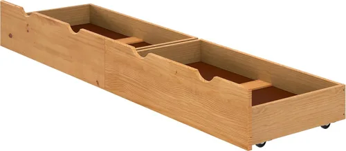 Vista 7 de Alaterre Furniture Cajones de almacenamiento debajo de la cama, juego de 2 cajones de madera maciza con ruedas para guardar debajo de la cama, se