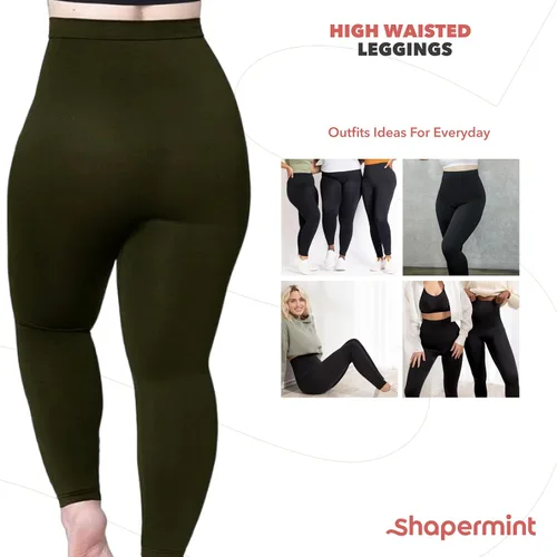 Vista 5 de Shapermint - Leggings moldeadores de compresión media de cintura alta, para mujer