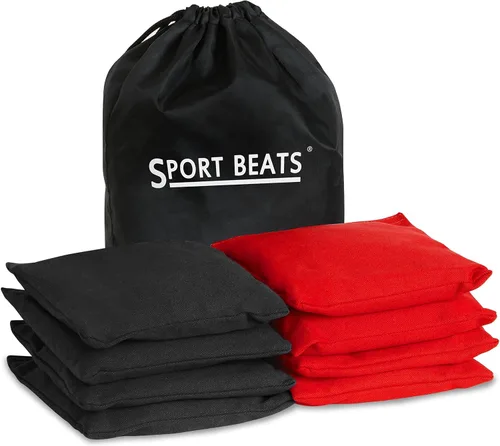 Vista 9 de SPORT BEATS Juego de 8 Bolsas de Cornhole de Peso y Tamaño Reglamentario Incluye Estuche de Transporte Negro y naranja