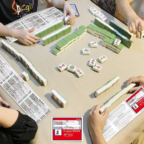 Vista 3 de Tarjeta Mah Jong 2026, reglas de gran tamaño versión revisada - 4 piezas