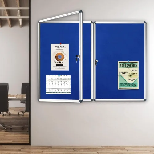 Vista 7 de Viz-pro tablón de anuncios con marco de aluminio clase 1, a prueba de alteraciones, con cerradura, Azul