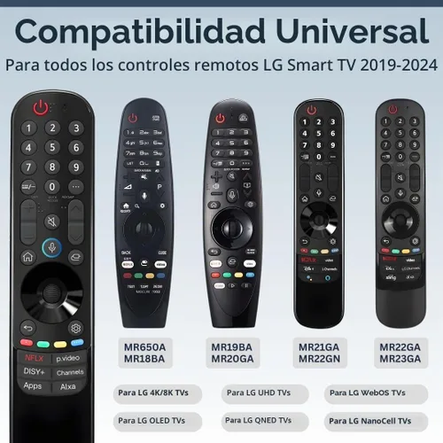 Vista 3 de Control Remoto LG Magic de Repuesto para Modelos de Smart TV 2019-2024 - Configuración Fácil, Control de Voz, Teclas de Acceso Directo - Funciona