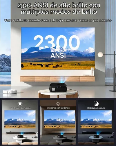 Vista 3 de Daytime 4K Projector【Google TV / 2300 ANSI】Smart Movie Projector with WiFi 6 and Bluetooth, 38W Dolby Audio, ToF Autofocus, NFC/Voice Control, HDMI