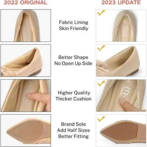Vista 4 de MUSSHOE - Zapatos planos para mujer, de espuma viscoelástica, cómodos y puntiagudos