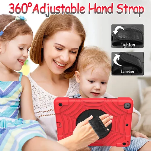 Vista 11 de BMOUO Funda para iPad de 9ª/8ª/7ª generación -10.2 pulgadas 2021/2020/2019 con protector de pantalla, soporte giratorio de 360º correa de mano