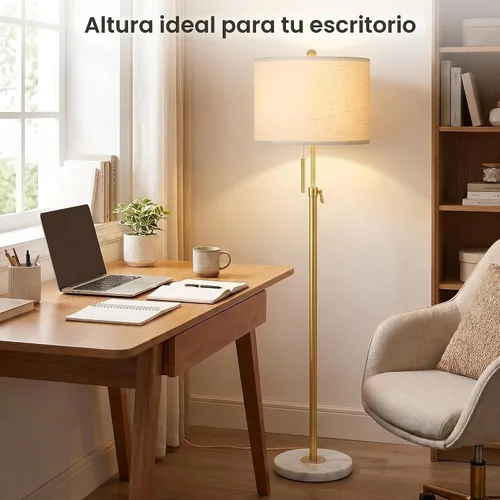 Vista 4 de Actualización: lámparas de pie doradas para sala de estar, lámpara de pie moderna ajustable de 55 a 67 pulgadas de altura con base de mármol